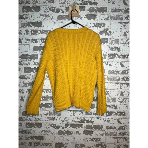 Ralph Lauren | women yellow vintage cable knit crewneck sweater - Picture 6 of 8